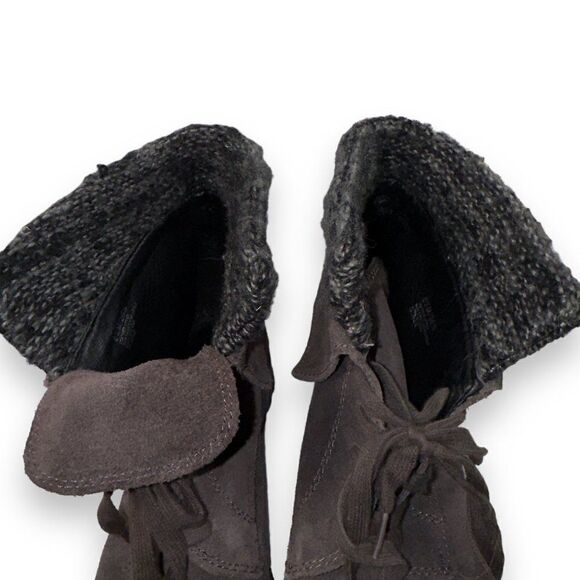 Lucky Brand Heylie Suede Combat Boots Brown / Grey Women's 6.5M - Picture 9 of 11